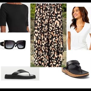 NWT-H&M wide leg, tribal pattern/animal print pants, elastic waist, Small